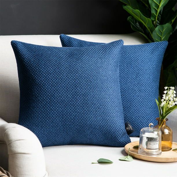 Phantoscope 18" x 18" Traditional, Classic, Natural Blue Plaid Cotton Throw Pillow , ( 2 Count) -... | Walmart (US)