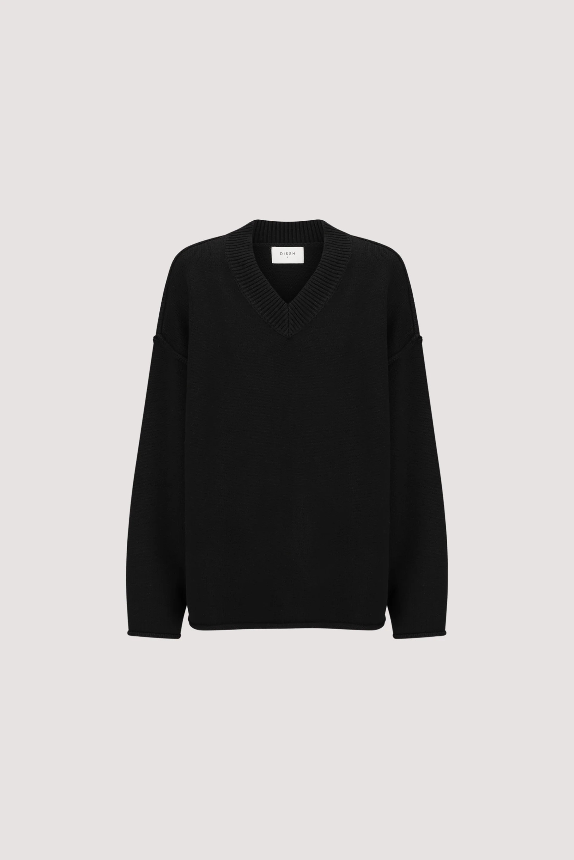 FLINT BLACK V NECK KNIT JUMPER | DISSH