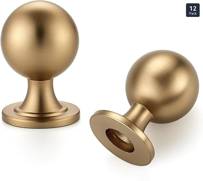 Ravinte Decor 12 Pack Champagne Bronze Cabinet Knobs, Round Ball Knobs for Kitchen Cabinets, Draw... | Amazon (US)