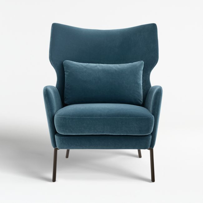 Alex Navy Blue Velvet Accent Chair | Crate & Barrel
