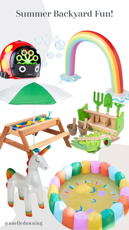 Backyard fun!

Sensory table, sprinklers, kiddie pool, toddler pool, pottery barn kids, blow up toys, outdoor play, imagination play, bubble machine, rainbow toys, unicorn toys, garden toys, Walmart, target

#LTKSeasonal #LTKkids #LTKsalealert
