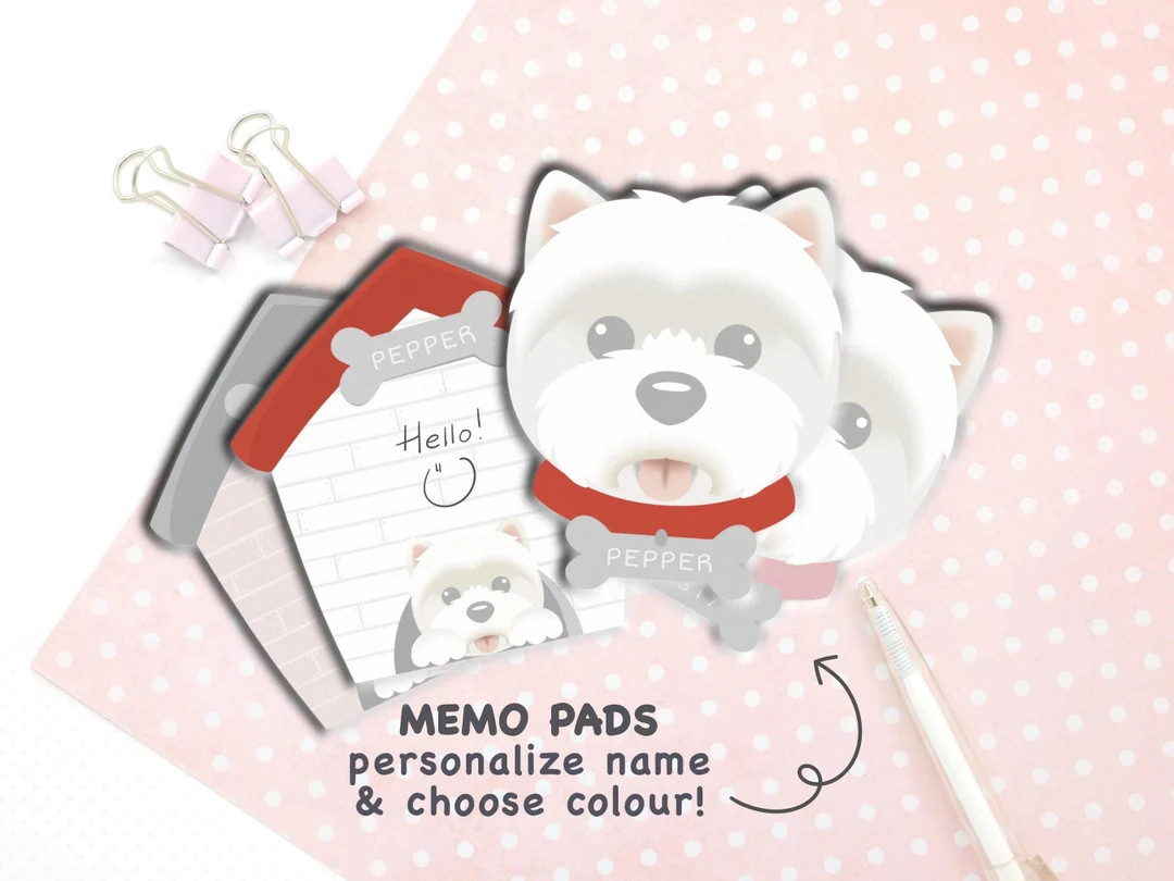 Personalized Westie Memo Pad Cute West Highland White Terrier Dog Notepad With Name - Etsy | Etsy (US)