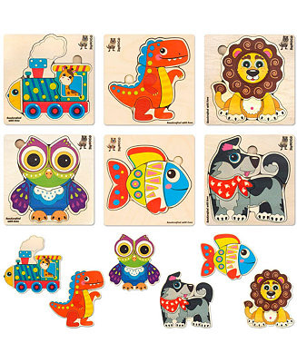 QUOKKA 6XSET Realistic Wooden Montessori Puzzles for Toddlers Ages 1-3 - Macy's | Macy's