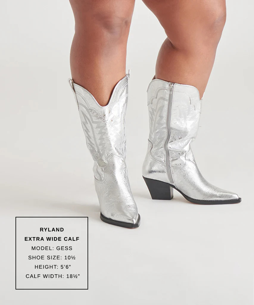 Ryland Extra Wide Calf Silver Boots | Distressed Leather Boots | DolceVita.com