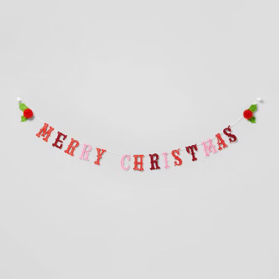 6ft Die-Cut Merry Christmas Garland Red/Pink - Wondershop™ | Target