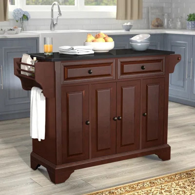 Royce 51.5'' Solid Wood Kitchen Island with Granite Top | Wayfair North America