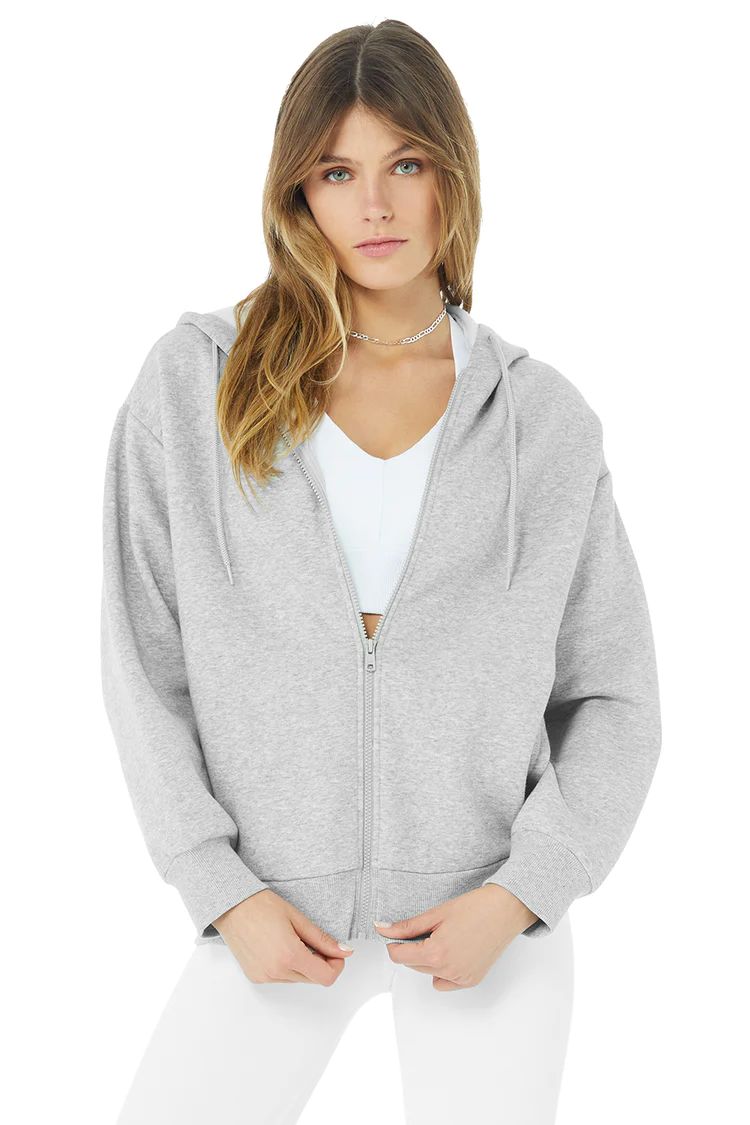 Hype Full Zip Hoodie - Athletic Heather Grey | Alo Yoga