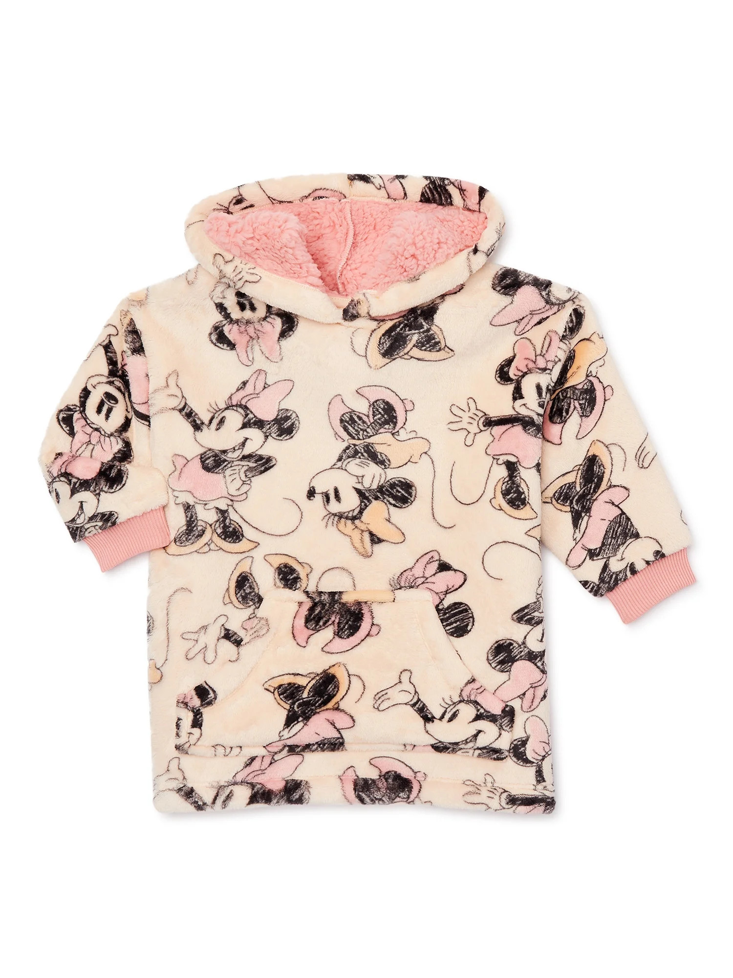 Minnie Mouse Toddler Girl Plush Pullover Hoodie, Sizes 12M-5T | Walmart (US)