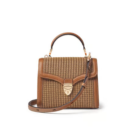 Midi Mayfair Bag
        Brown Chevron Raffia & Smooth Tan | Aspinal of London
