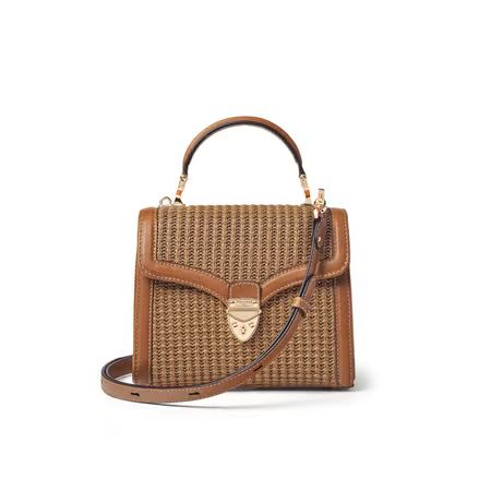 Midi Mayfair Bag
        Brown Chevron Raffia & Smooth Tan | Aspinal of London