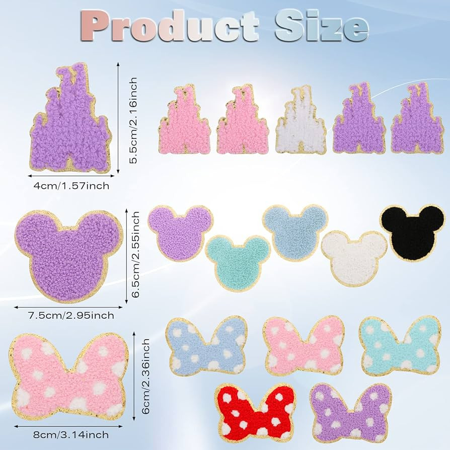 18PCS Colorful Bowknot Mouse Chenille Iron on Patches, UHOMENY Cute Bow Mouse Head Embroidered Pa... | Amazon (US)