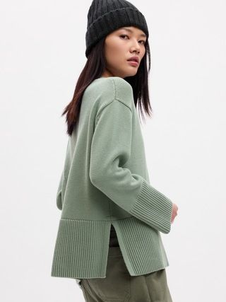 24/7 Split-Hem Crewneck Sweater | Gap Factory