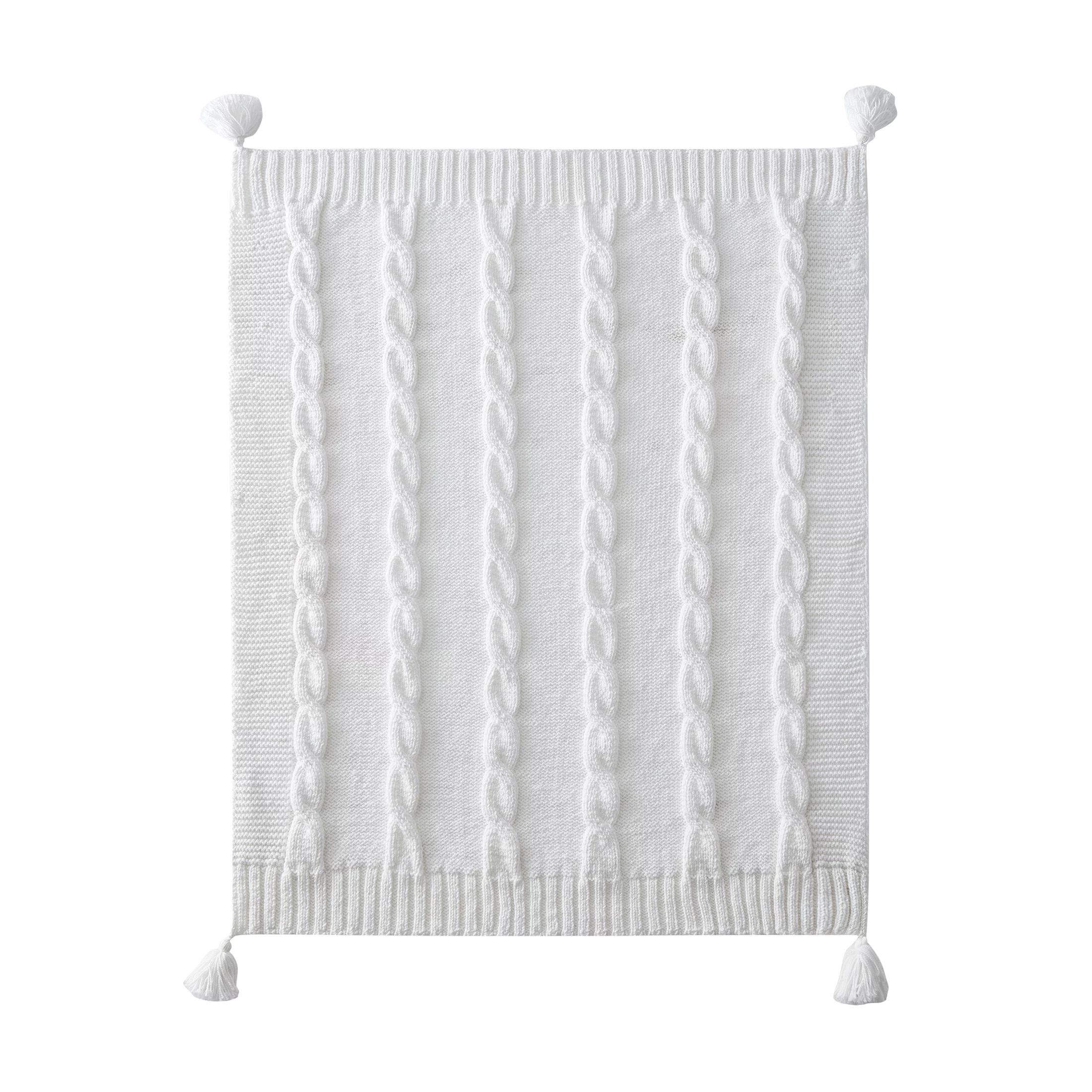 My Texas House Willow Cable Knit Cotton Throw, 50" x 60", White | Walmart (US)
