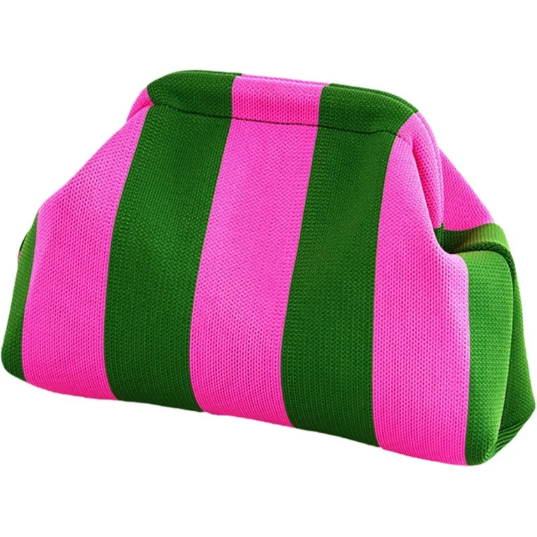 CAILDANL Clutch Purses for Women 2025 Summer Beach Woven Crochet Bag Dumpling Striped Ruched Clou... | Walmart (US)