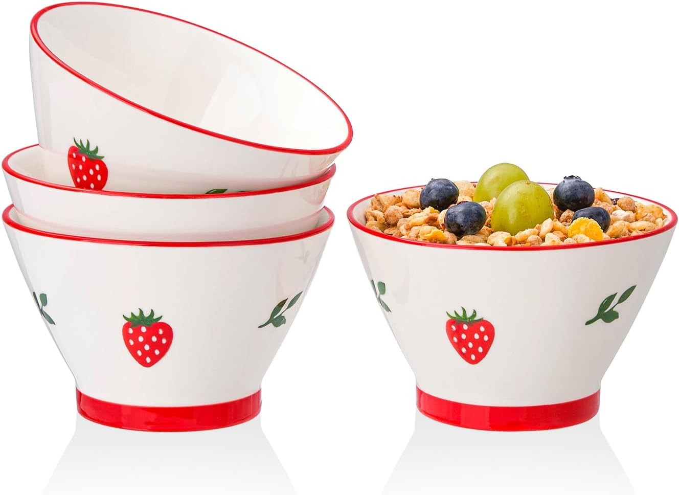 Ceramic Strawberry Bowl 12 oz, set of 4, cute ceramic bowl suitable for desserts, ice cream, soup... | Amazon (US)