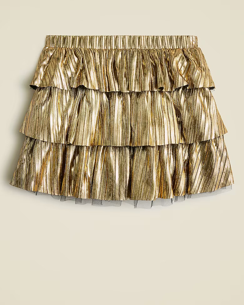 Girls' tiered metallic mini skirt with tulle | J. Crew US