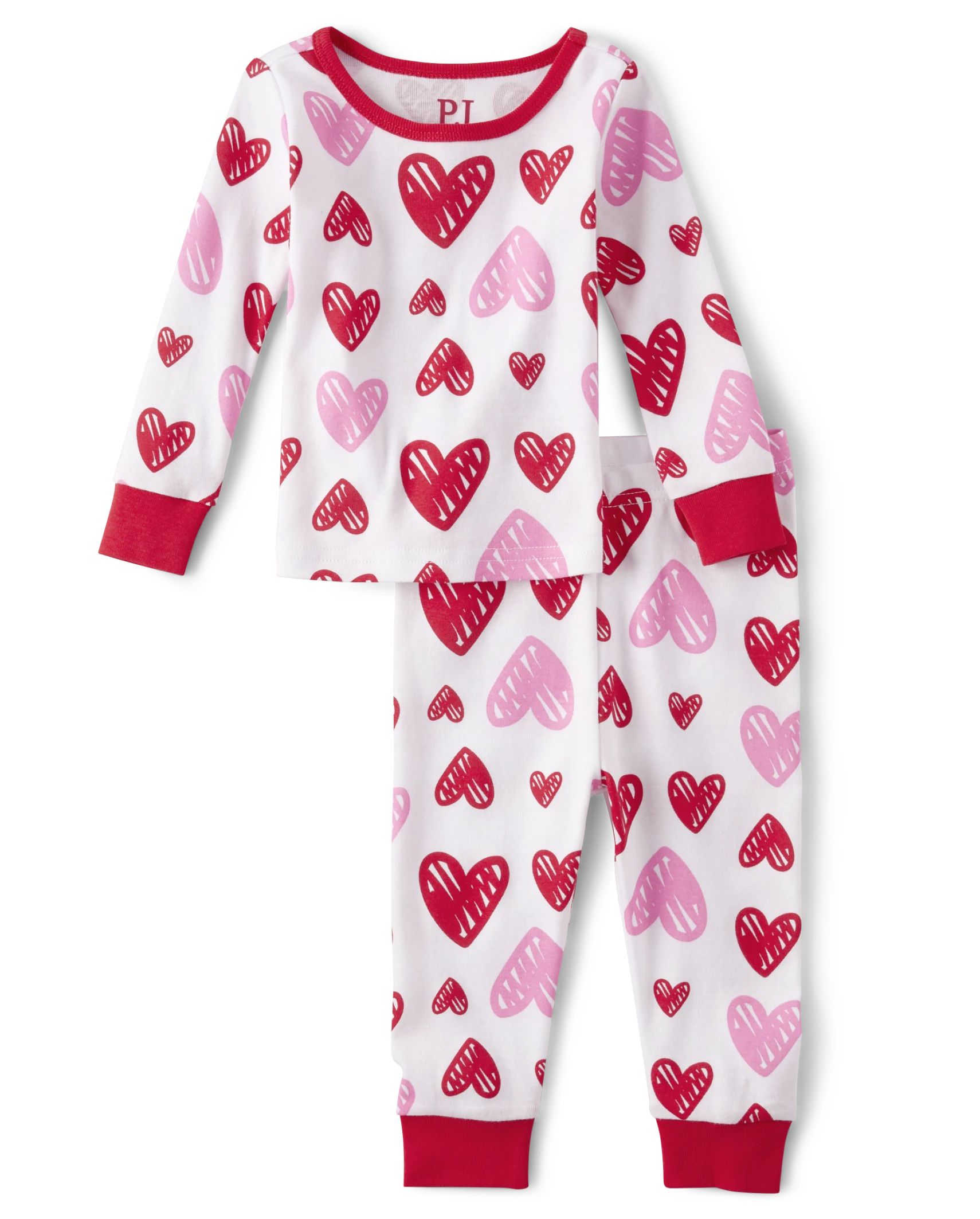 Baby And Toddler Girls Heart Snug Fit Cotton Pajamas - white | The Children's Place