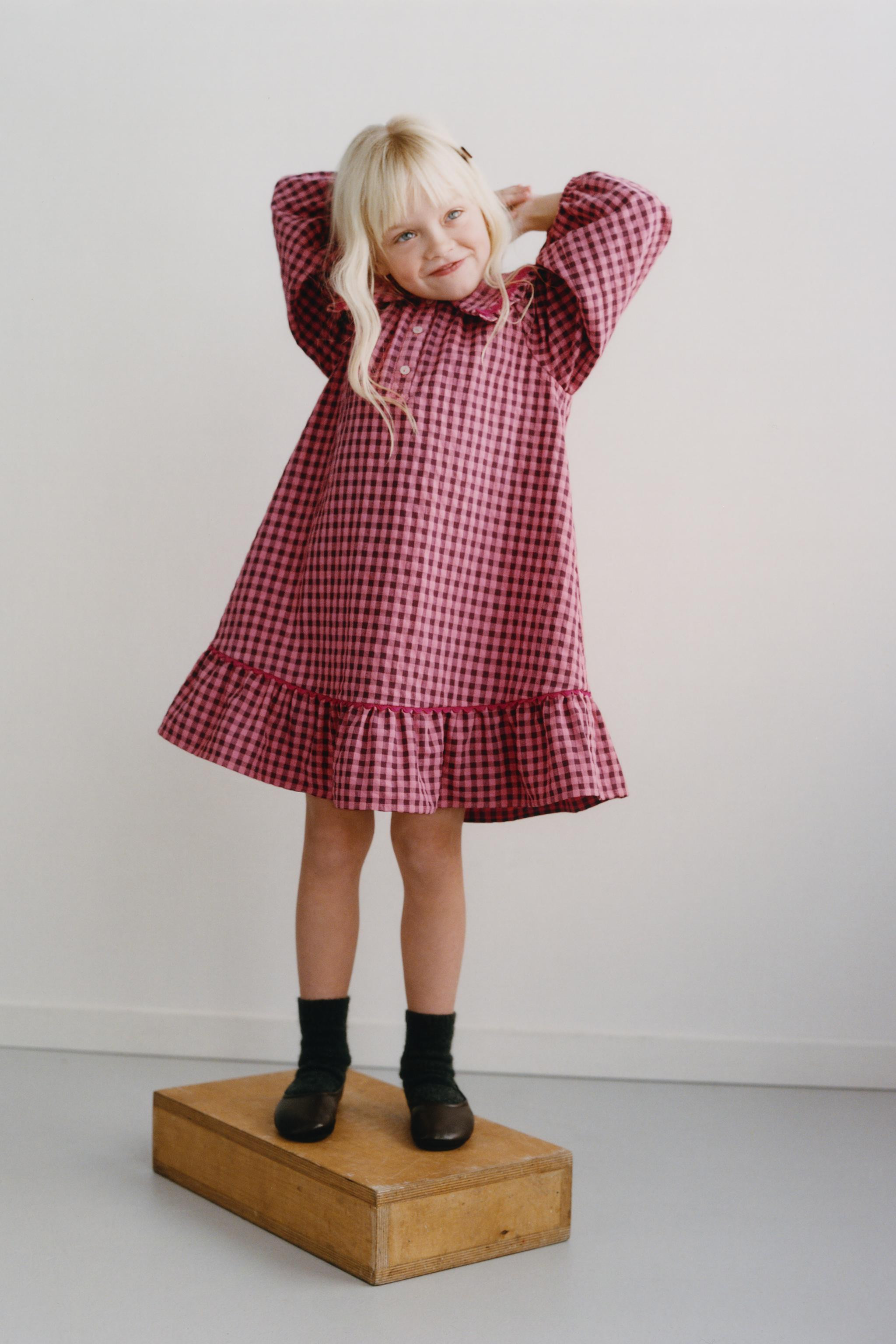 RUFFLE GINGHAM DRESS | Zara US