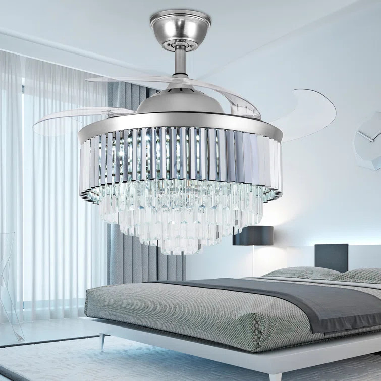 10'' 4 - Blade LED Ceiling Fan with and Light Kit Included | Wayfair Professional