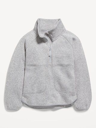 Loose Quarter-Zip Sweater-Knit Pullover for Girls | Old Navy (CA)