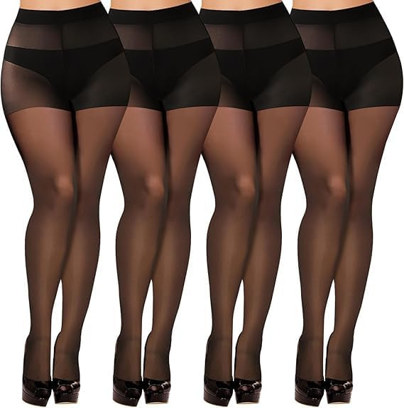 Buauty 4 Pack 20D Sheer Black Tights for Women Control Top Run Resistant Pantyhose Reinforced Toe... | Amazon (US)