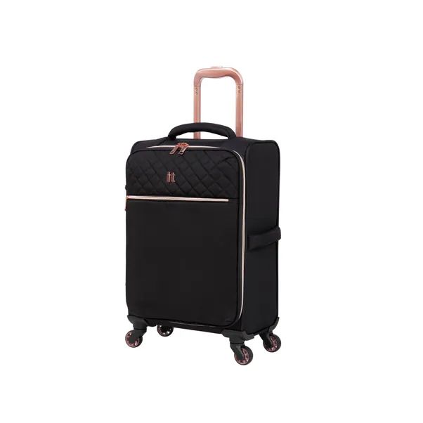 IT Luggage Black & Rose Gold Divinity 4 Wheel Suitcase | Dunelm