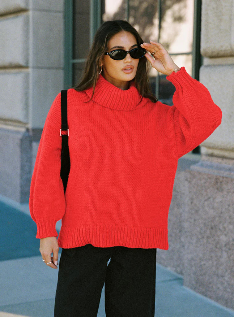 Let Love In Knit Sweater Red | Princess Polly US