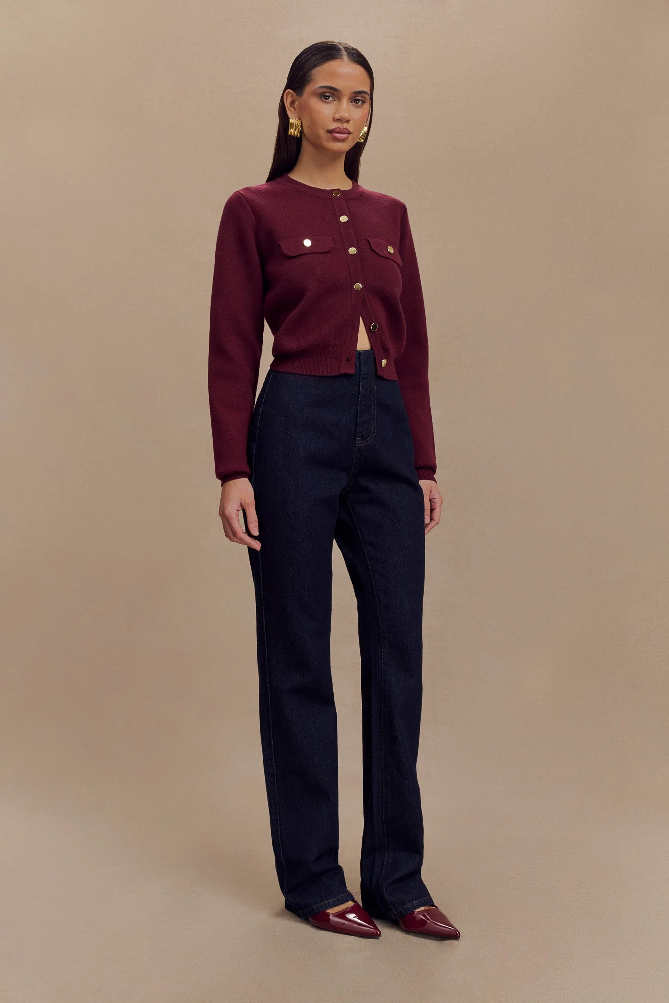 Tabitha Knit Cardigan - Merlot | MESHKI US