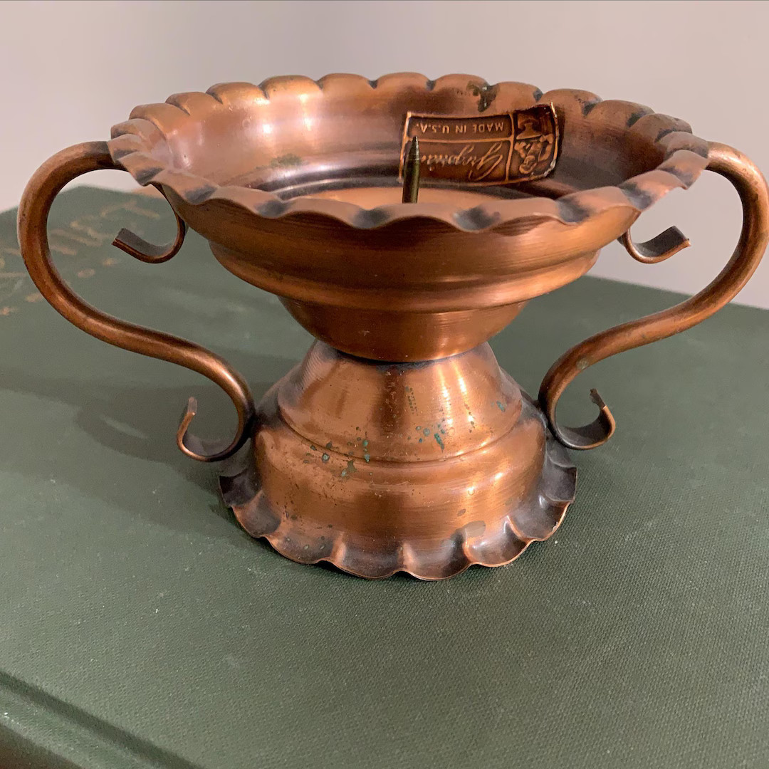 Gregorian Copper Candle Holder • 1950s Vintage Hammered Copper USA • Double Sided, Mid Centur... | Etsy (US)
