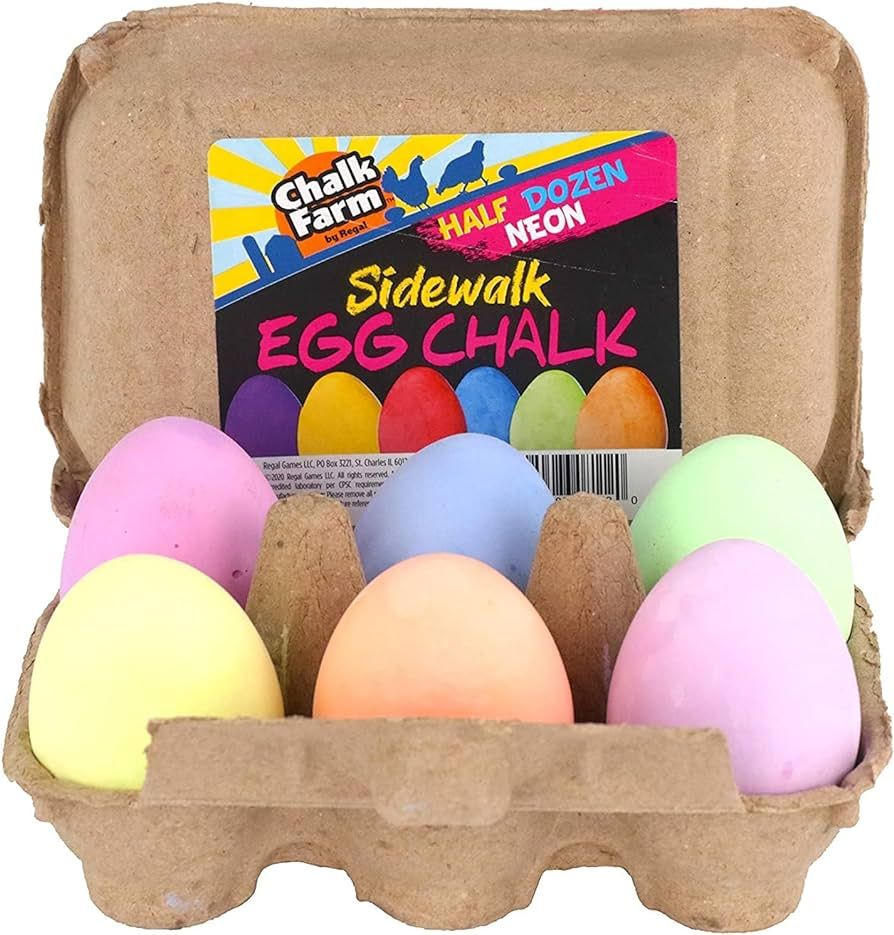Chalk City Sidewalk Egg Chalk, 6 Count, Assorted Colors, Non-Toxic, Washable, Art Set (Neon) | Amazon (US)