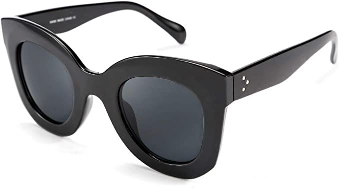 FEISEDY Retro Oversized Square Horn Sunglasses Men Women Big Thick Bold Frame B2572 | Amazon (US)
