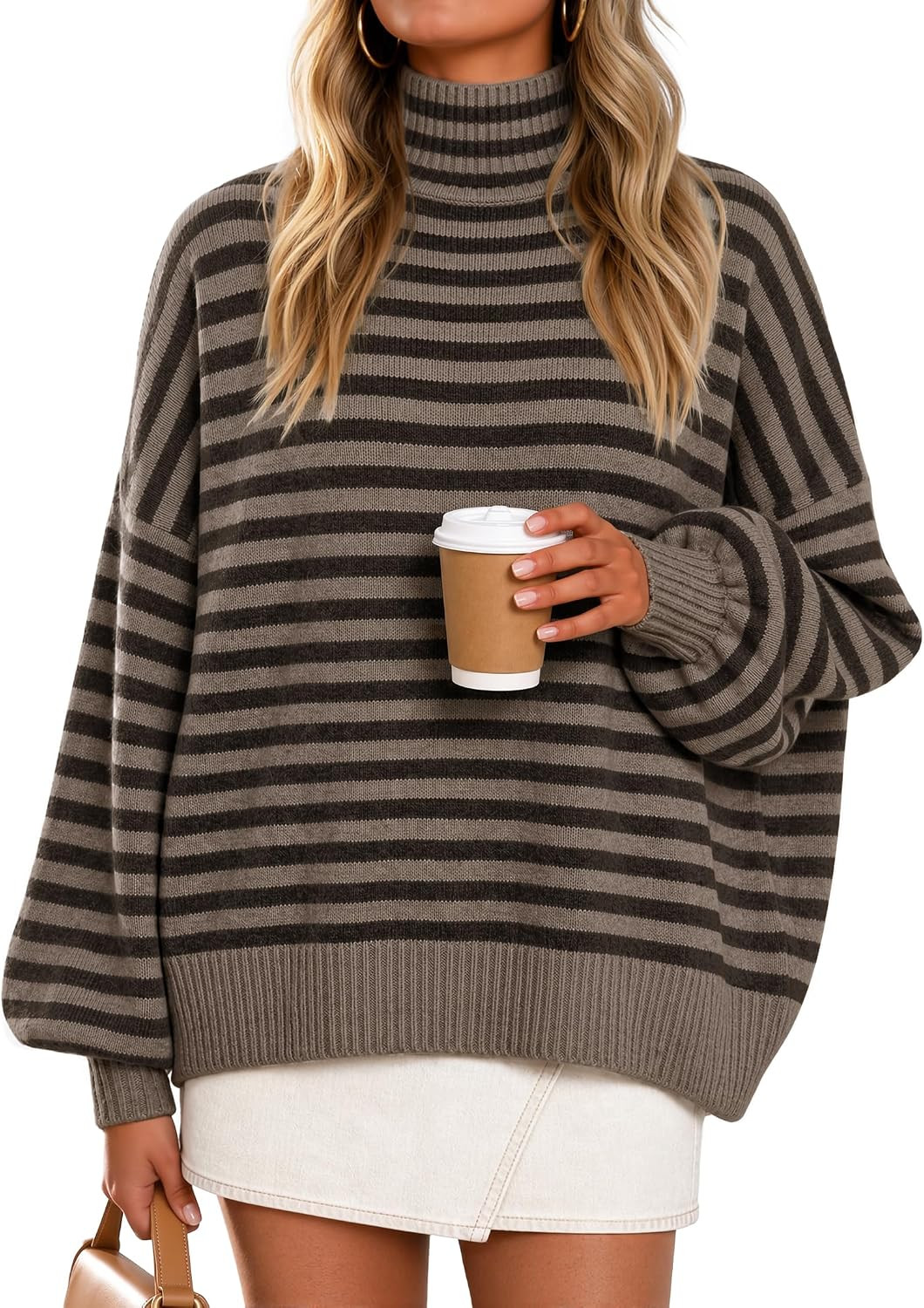 ZESICA Women's Fall Winter Long Sleeve Turtleneck Oversized Sweaters | Amazon (US)