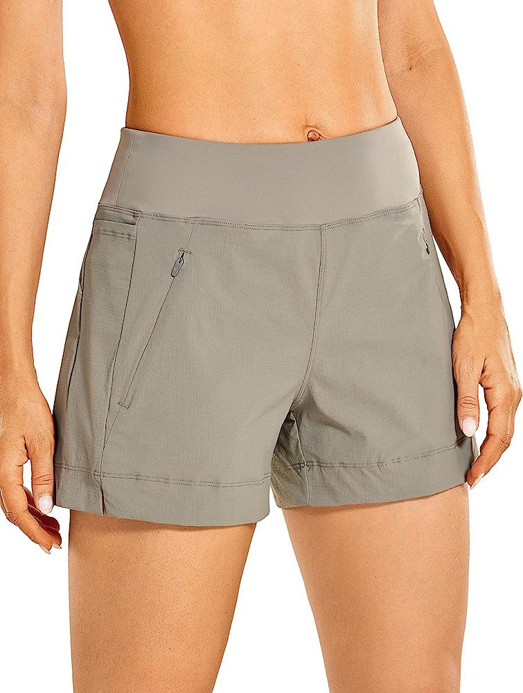 CRZ YOGA Women's Lightweight Mid Rise Hiking Shorts 4'' - Stretch Athletic Summer Travel Outdoor ... | Amazon (US)