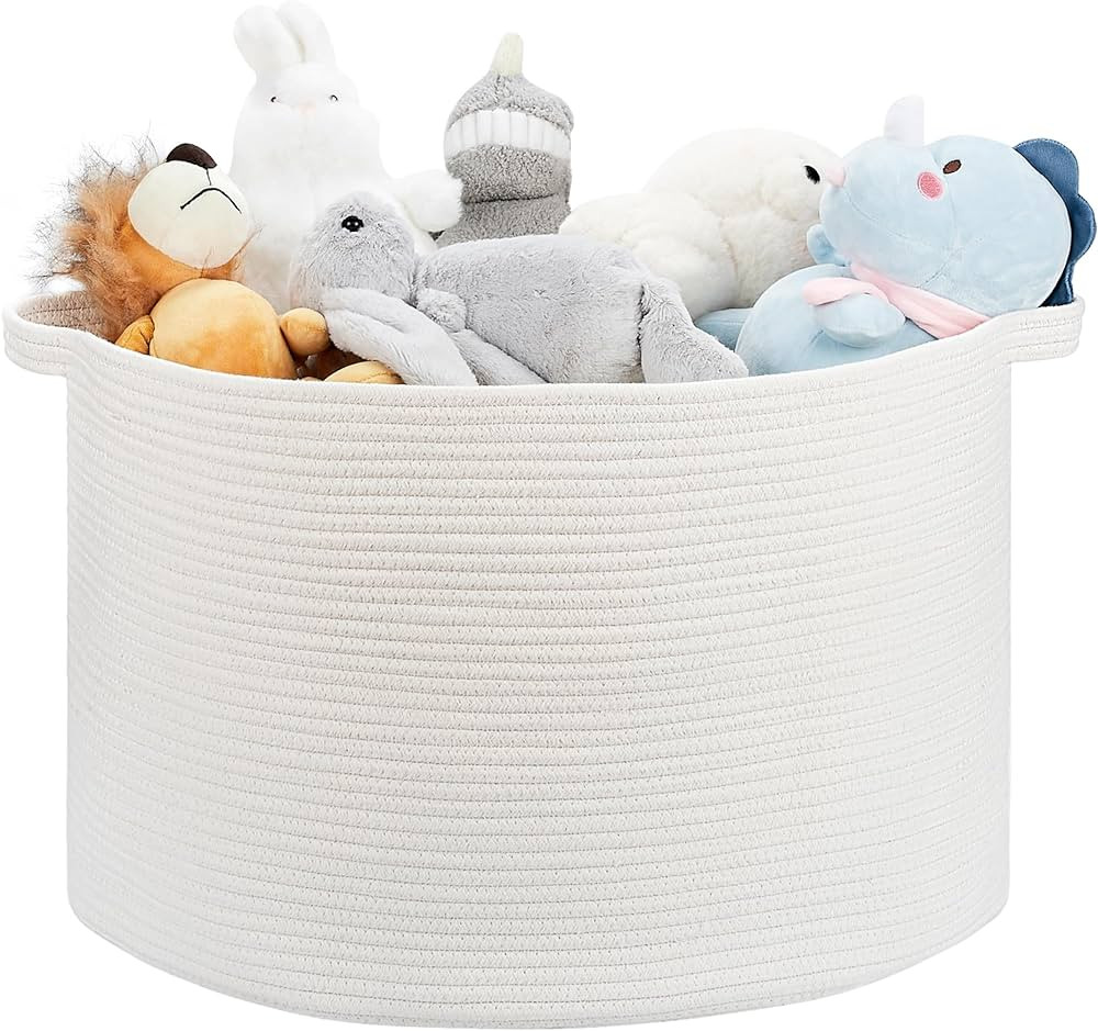 Large Storage Basket - 22"x 22"x 14" Blanket Basket for Living Room, Baby Toy Storage Basket, Cot... | Amazon (US)