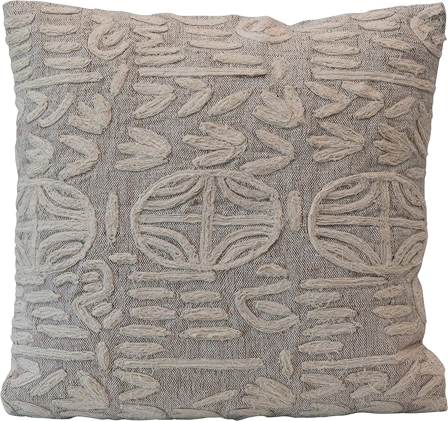 Creative Co-Op Cotton & Jute Appliqued, Beige & Cream Color Pillow | Amazon (US)