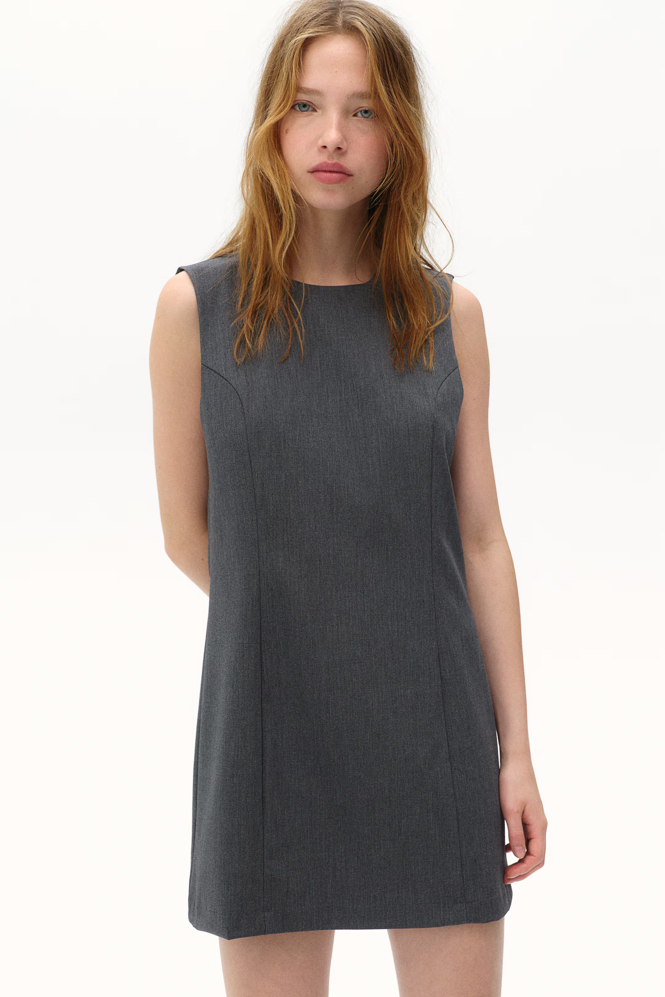 Vestido de sarga sin mangas - Gris jaspeado - MUJER | H&M ES | H&M (FR, IT, ES, PT, BE)
