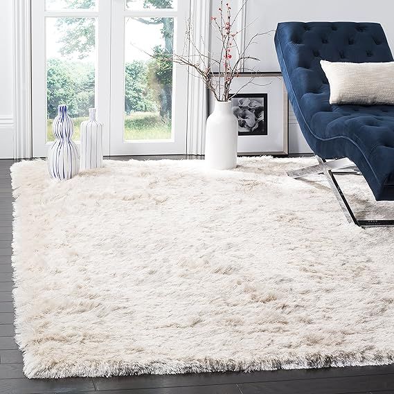 Safavieh Paris Shag Collection SG511-1212 Ivory Polyester Area Rug (8' x 10') | Amazon (US)