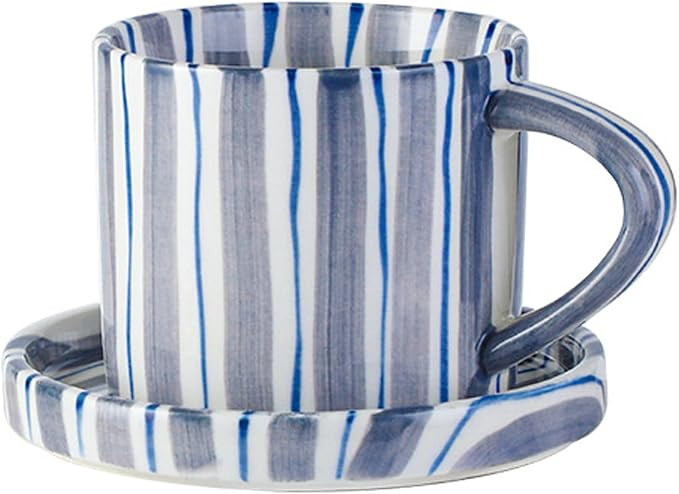 Espresso Cups Ceramic Coffee Mug Series European Striped Dot Coffee Cup And Saucer Mug Cake Plate... | Amazon (US)