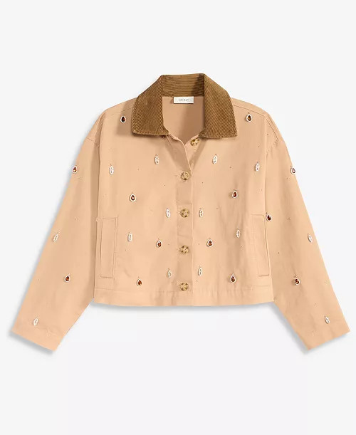 On 34th Women's Embellished Corduroy Collar Cropped Jacket, XXS-3X, Macy's Exclusive - Macy's | Macy's