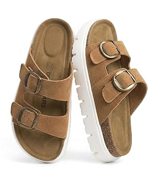 DREAM PAIRS Women's Platform Sandals Wedge Chunky Heel Slip-on Comfort Slides with Arch Support C... | Amazon (US)