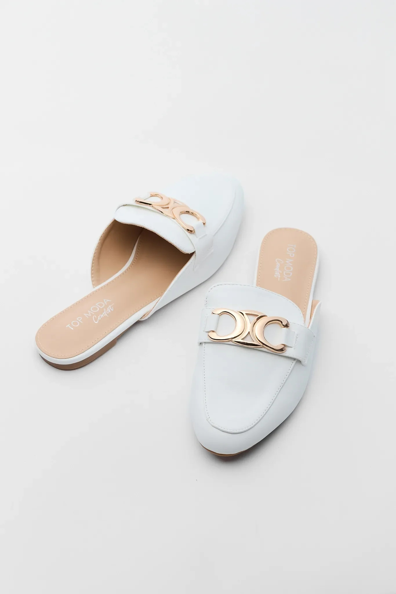 Bellen White Faux Leather Mules | Avara