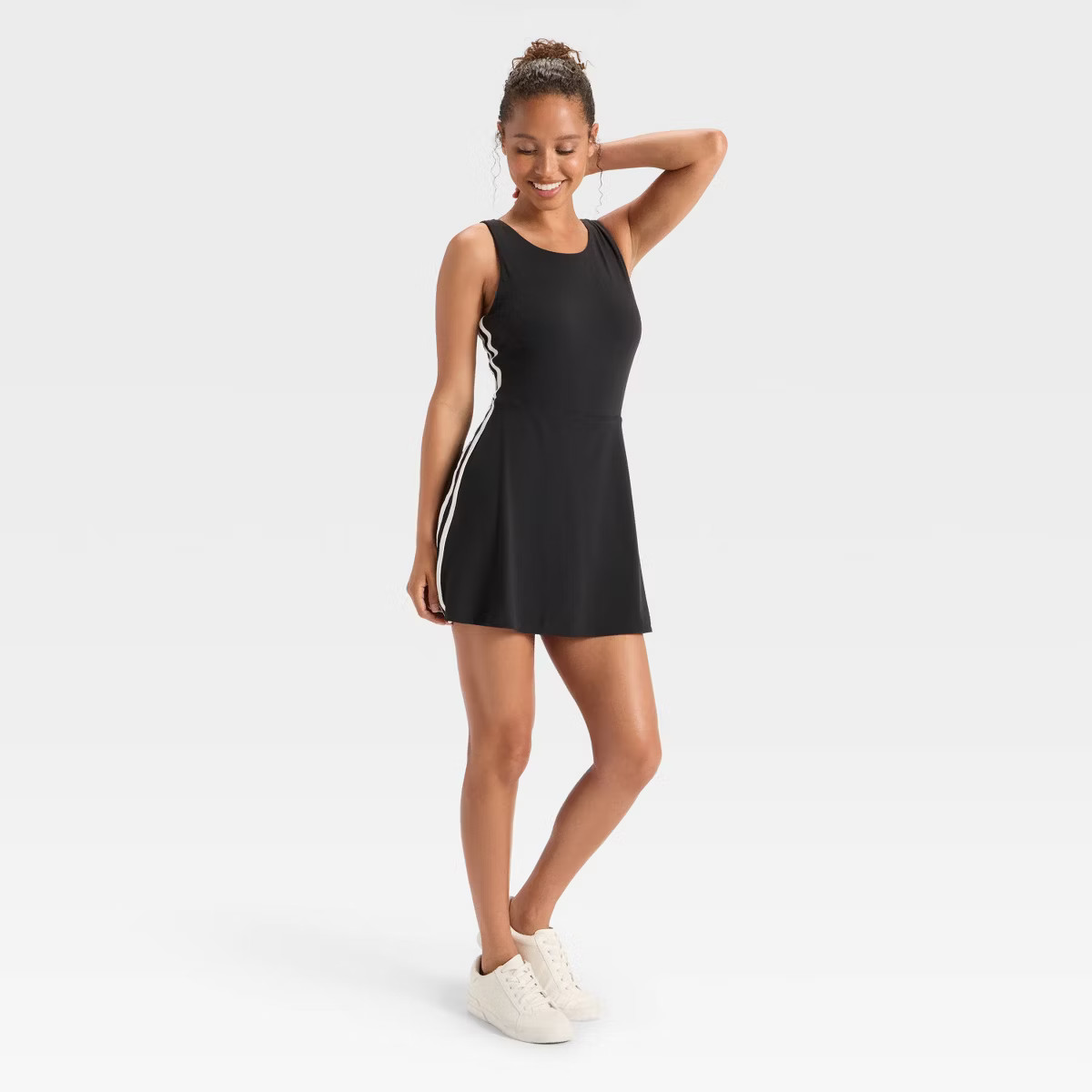 Women's Knit Sporty Contrast Active Dress - JoyLab™ Black L | Target