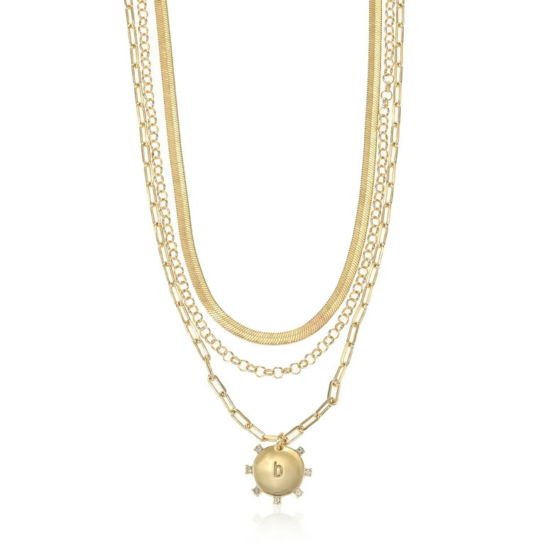 Time and Tru Goldtone Necklace, 3 Piece, Initial B | Walmart (US)