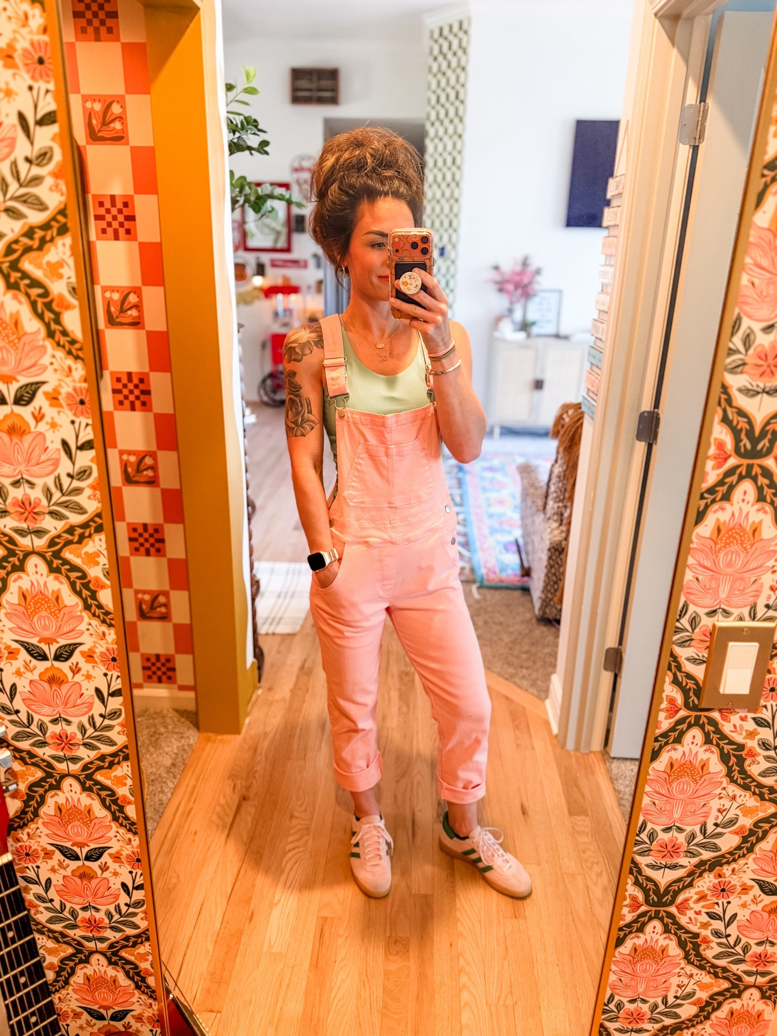 Pink Amazon overalls, wearing size S (runs a little small) 

#LTKootd #LTKmomlife