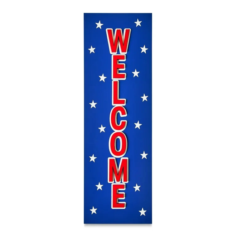 Patriotic Red, White & Blue Wood Welcome Sign, 18.5", by Way To Celebrate | Walmart (US)