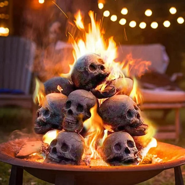 Imitated Human Skull Ceramic, Reusable Halloween Firepit Skull Fire Log, Fire Pits Halloween Deco... | Walmart (US)