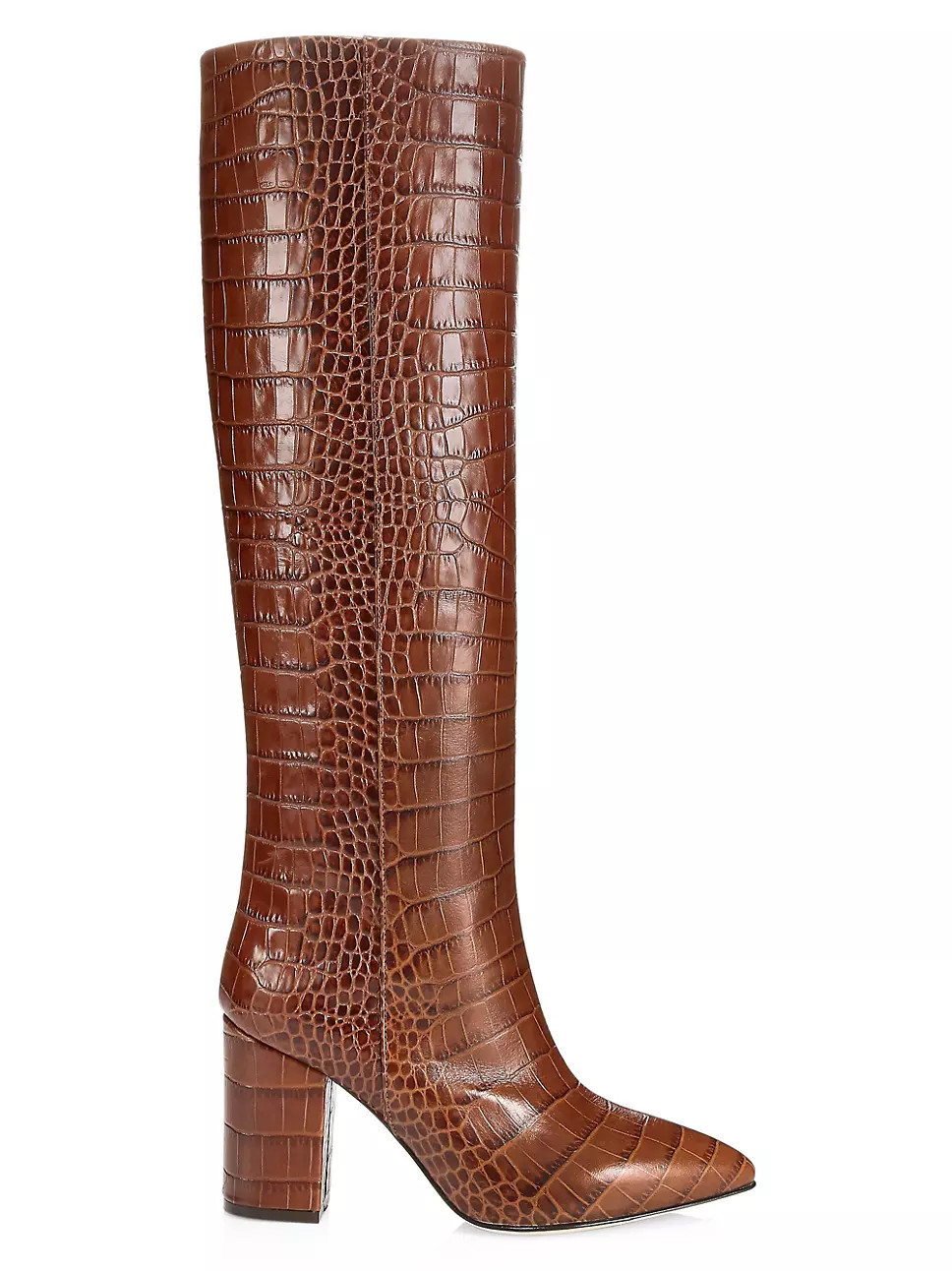 Knee-High Croc-Embossed Leather Boots | Saks Fifth Avenue