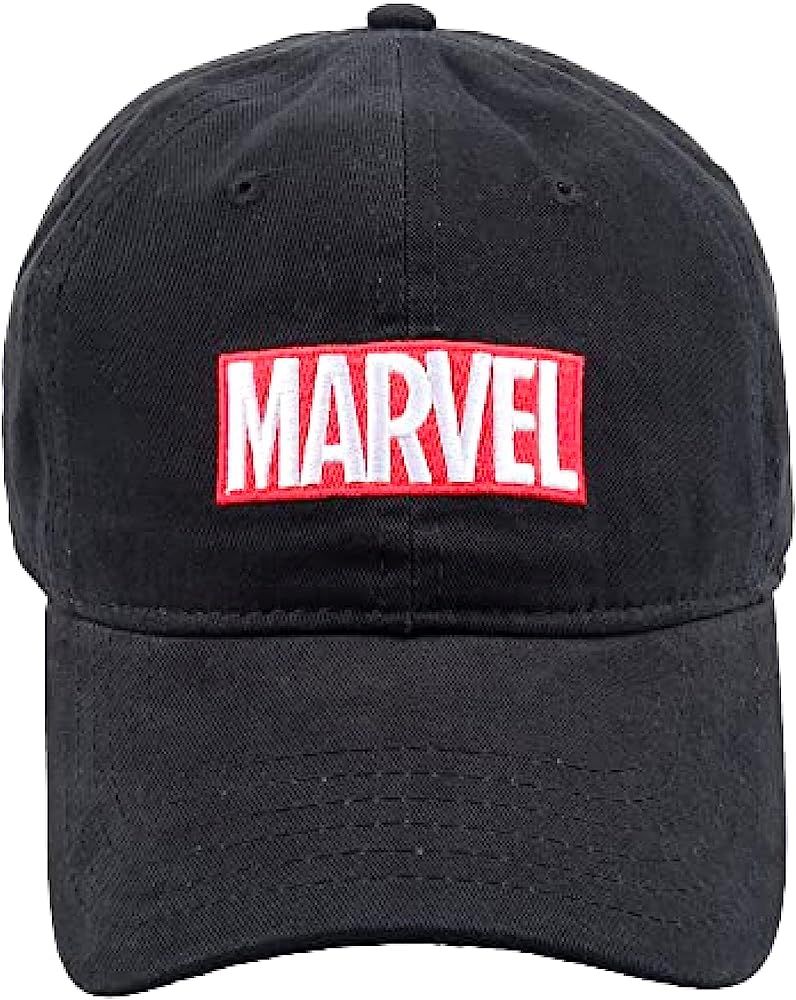 Concept One Marvel Logo Cotton Adjustable Dad Hat, Black, One Size | Amazon (US)