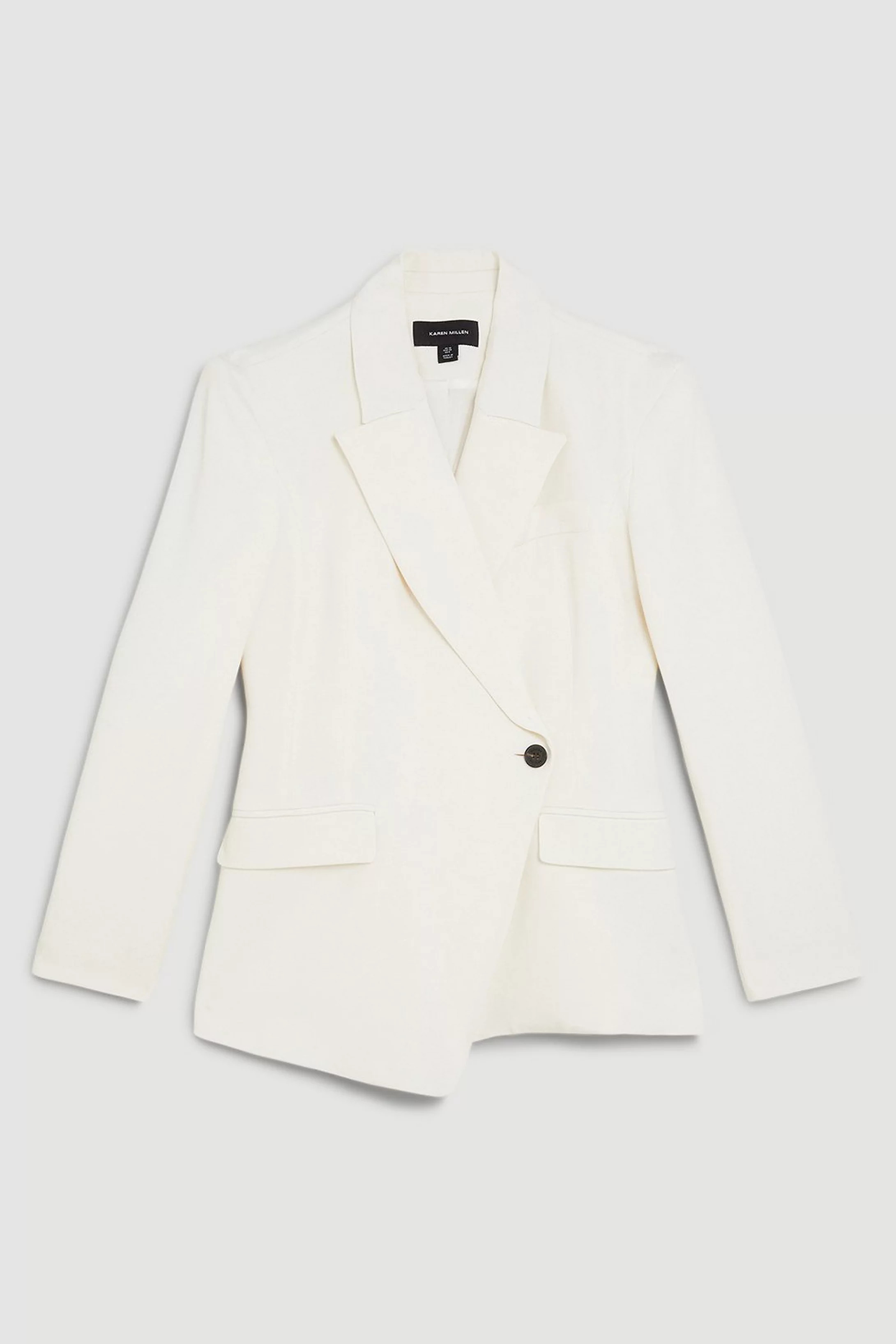 Polished Viscose Strong Shoulder Tailored Blazer | Karen Millen UK + IE + DE + NL