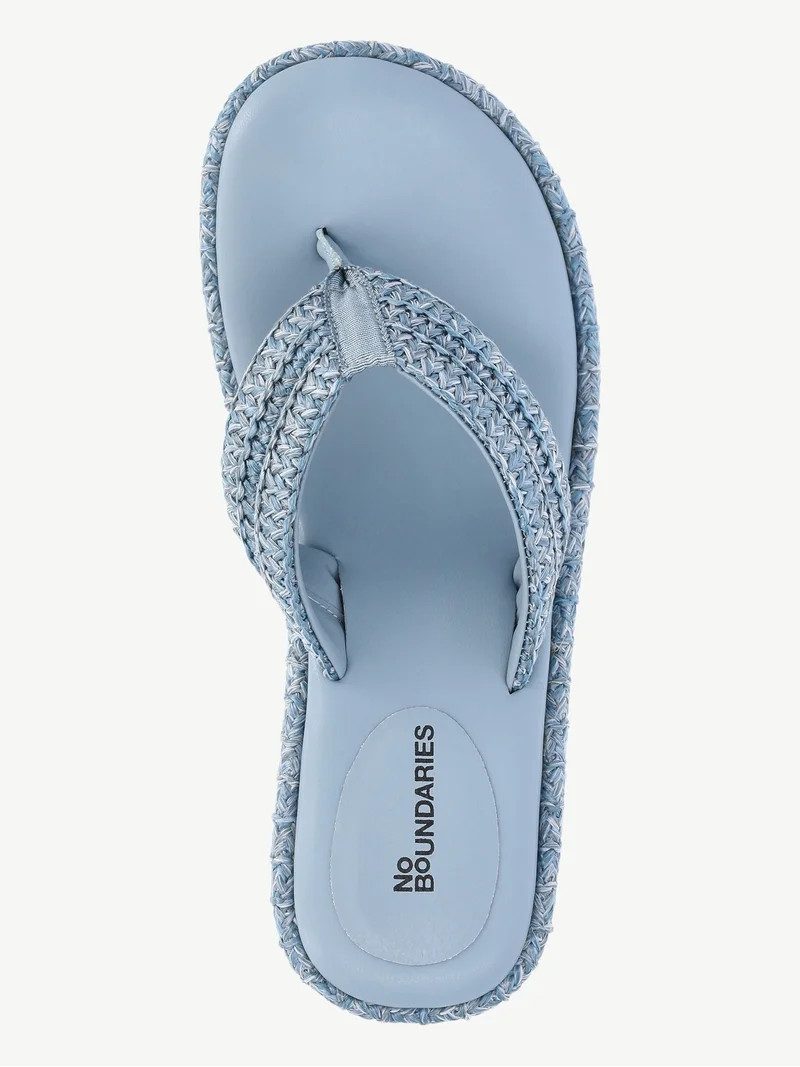 No Boundaries Raffia Platform Thong Sandals, Women's | Walmart (US)